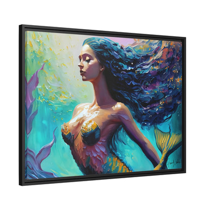 Mermaid Canvas Wall Art with Frame - by Queennoble