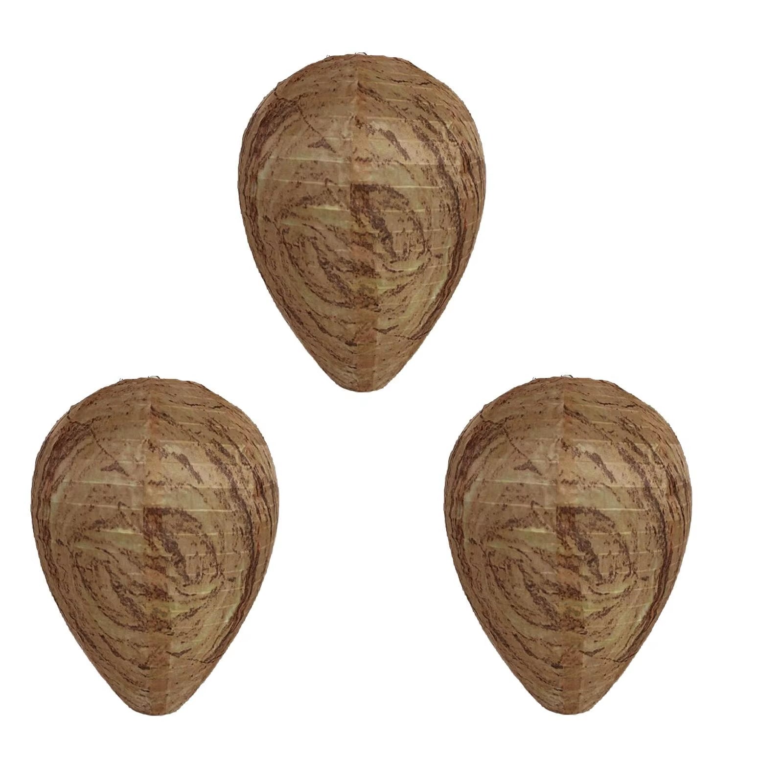 3Pcs Waterproof Hanging Wasp Nest Decoy Paper Non- Effective Fake Nest Bee Decoy Deterrent for Home