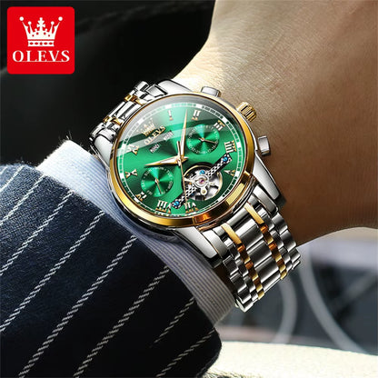 Automatic Mechanical Men Watches Stainless Steel Waterproof Date Week Green Fashion Classic Wrist Watches Reloj Hombre