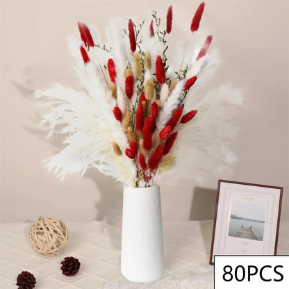 105Pcs Natural Dried Flowers Pampas Floral Bouquet Boho Country Home Decoration Rabbit Tail Grass Reed Wedding Decor Arrangement