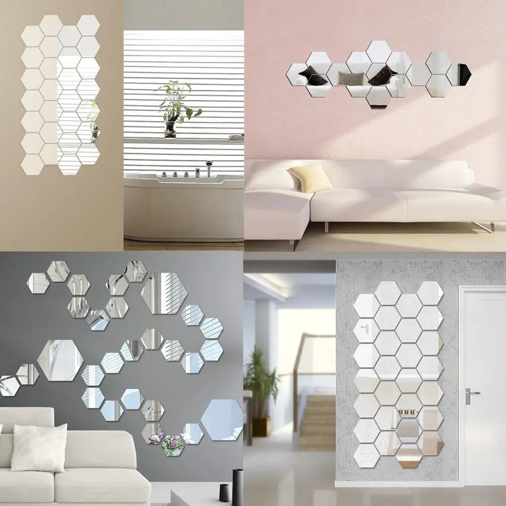 Hexagon 3D Mirror Wall Sticker