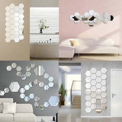 Hexagon 3D Mirror Wall Sticker