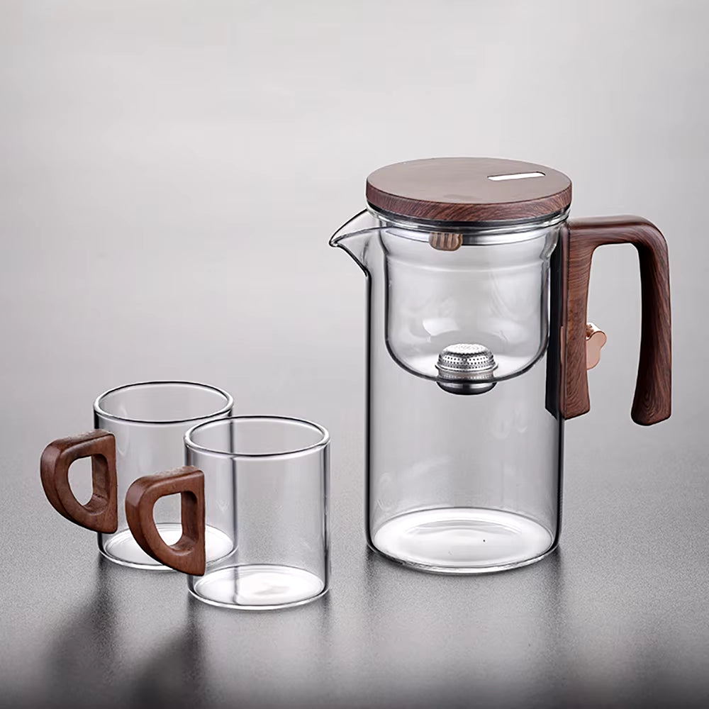 Glass Tea Pot Kettle Infuser 520ML/720ML Teapot Water Separation Inner Magnet One Click Magnetic Switch Tea Filtration Cup Set