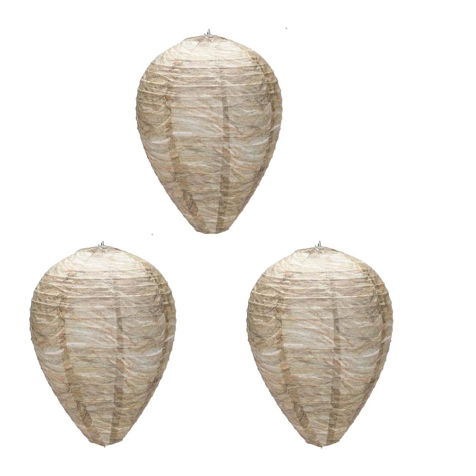 3Pcs Waterproof Hanging Wasp Nest Decoy Paper Non- Effective Fake Nest Bee Decoy Deterrent for Home