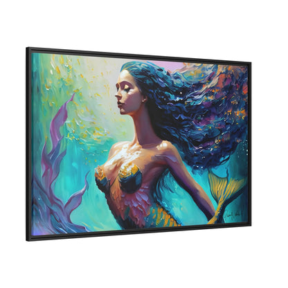 Mermaid Canvas Wall Art with Frame - by Queennoble