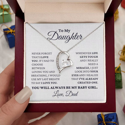 To My Daughter Gift from Dad New Love You Heart Pendant Necklace Fashion Jewelry Women Girl Birthday Necklaces 2024 Dropshipping