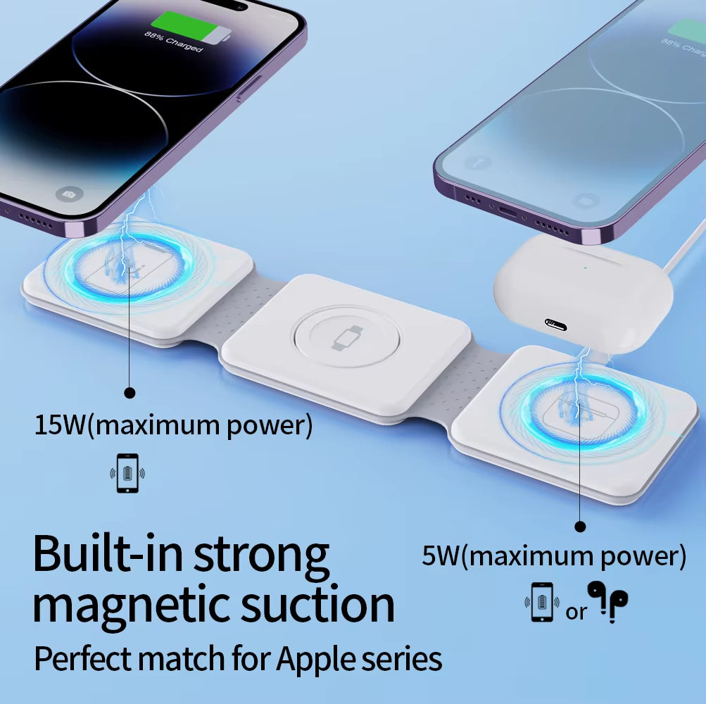 3 in 1 Charging Station for Iphone 15/14/13/12 Series, Travel Charger for Multiple Devices for Airpods 3/2/Pro,Apple Watch Serie