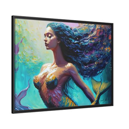 Mermaid Canvas Wall Art with Frame - by Queennoble