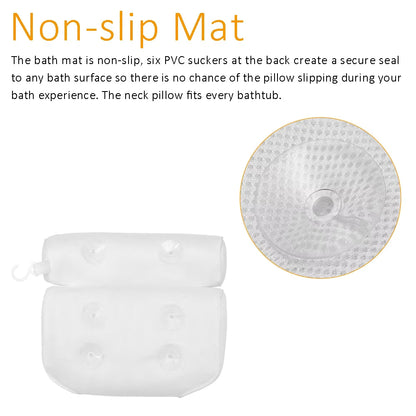 Breathable 3D Mesh Spa Bath Pillow with Suction Cups Neck and Back Support Spa Pillow for Home Hot Tub Bathroom Accessories