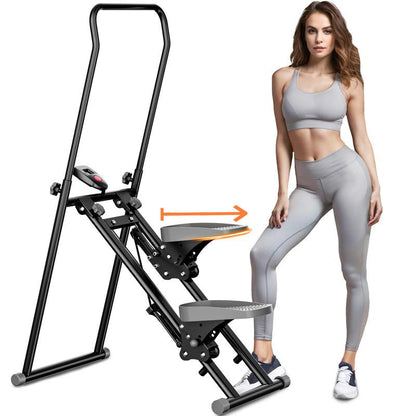 Climber & Stepper for Exercise, Full Body Workout Machine with Adjustable Incline, 300LBS Capacity, Rope and Pulley Resistance System, No Hydraulic Oil Heat Degradation, LCD Monitor for Home Gym