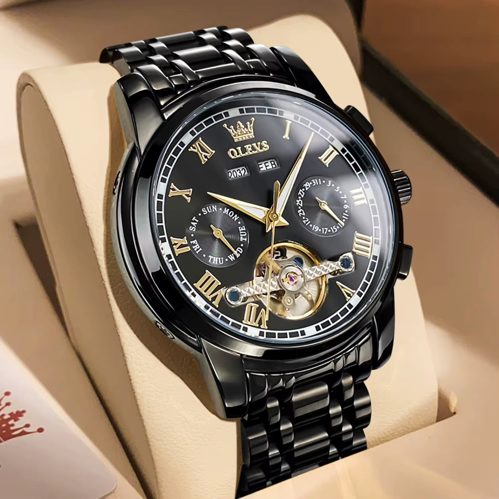 Automatic Mechanical Men Watches Stainless Steel Waterproof Date Week Green Fashion Classic Wrist Watches Reloj Hombre