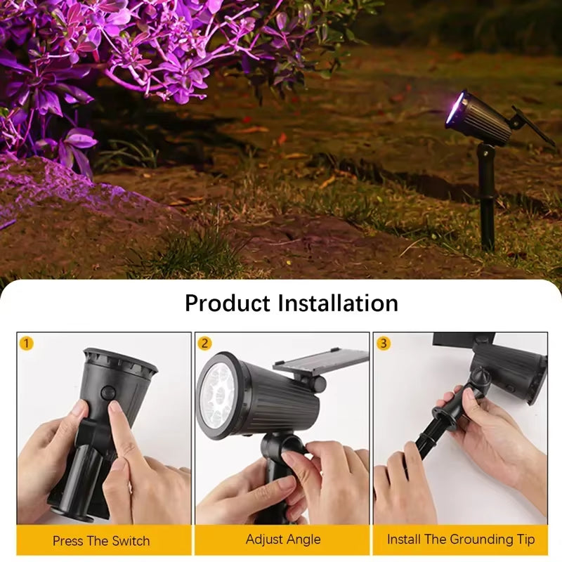 9 Led Solar Spot Lights Outdoor Rgb Solar Landscape Lights Ip65 Waterproof Brightness Adjustable for Garden Yard Palm Trees