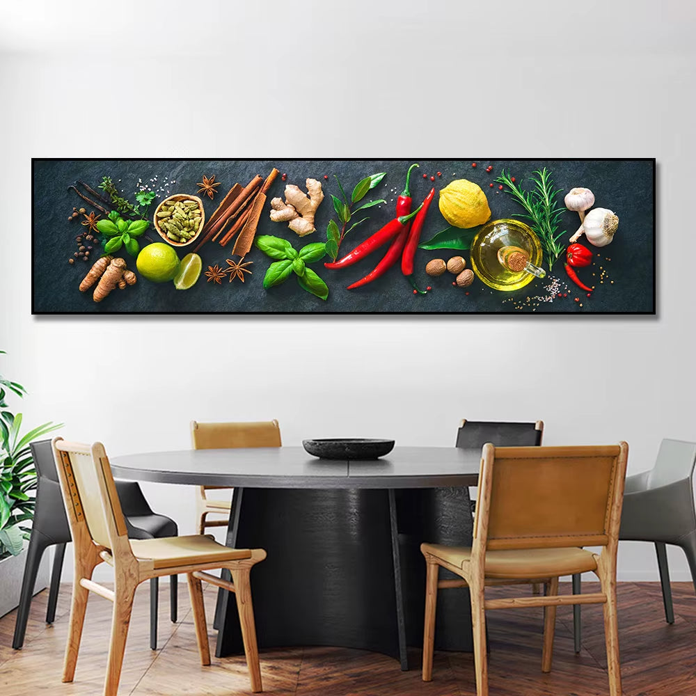 Grains Spices Peppers Food Canvas Art Painting Kitchen Decoration Poster Prints for Dining Room Wall Art Pictures Home Art Decor