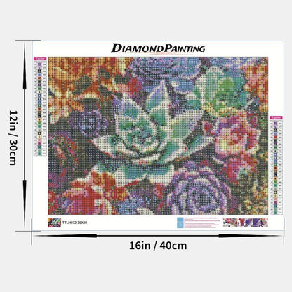 Succulents Pattern Diamond Painting Kit, DIY 5D Diamond Painting by Numbers Kit, Wall Art Decor