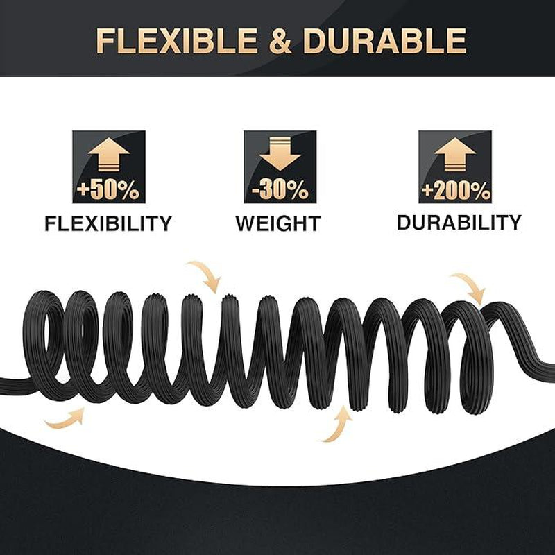 Lefree Garden Hose 100Ft, Expandable Garden Hose Leak-Proof with 40 Layers of Innovative Nano Rubber, 2024 Version, Lightweight, Durable, No-Kink Flexible Water Hose (Black)