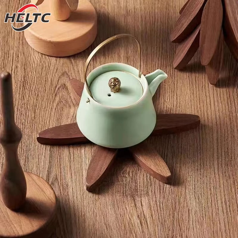 4PCS Trivets Wooden Trivets for Hot Dishes Insulation Pad Tree Shape Trivet Set Coaster for Teapot Hot Pots Halloween Christmas