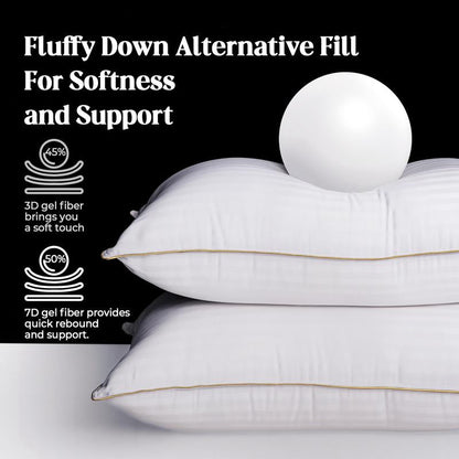 Bafode Hotel Quality Bed Pillows - Set of 2, Soft Down Alternative for Side, Back, and Stomach Sleepers, Machine Washable