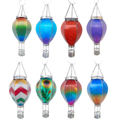 Flickering Flame Hot Air Balloon Paper Lantern Outdoor Solar Garden Light IP65 Waterproof Hanging Paper Lamp Holiday Party Decor