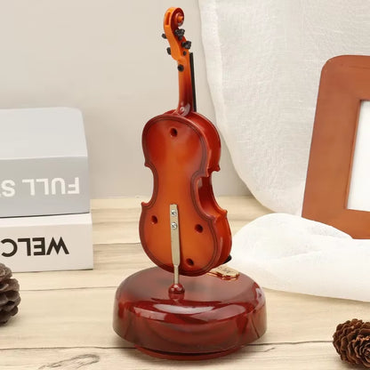 Rotating Music Box Guitar Violin Music Box Birthday Gift Girl Holiday Gift Living Room Creative Decoration Box for a Gift