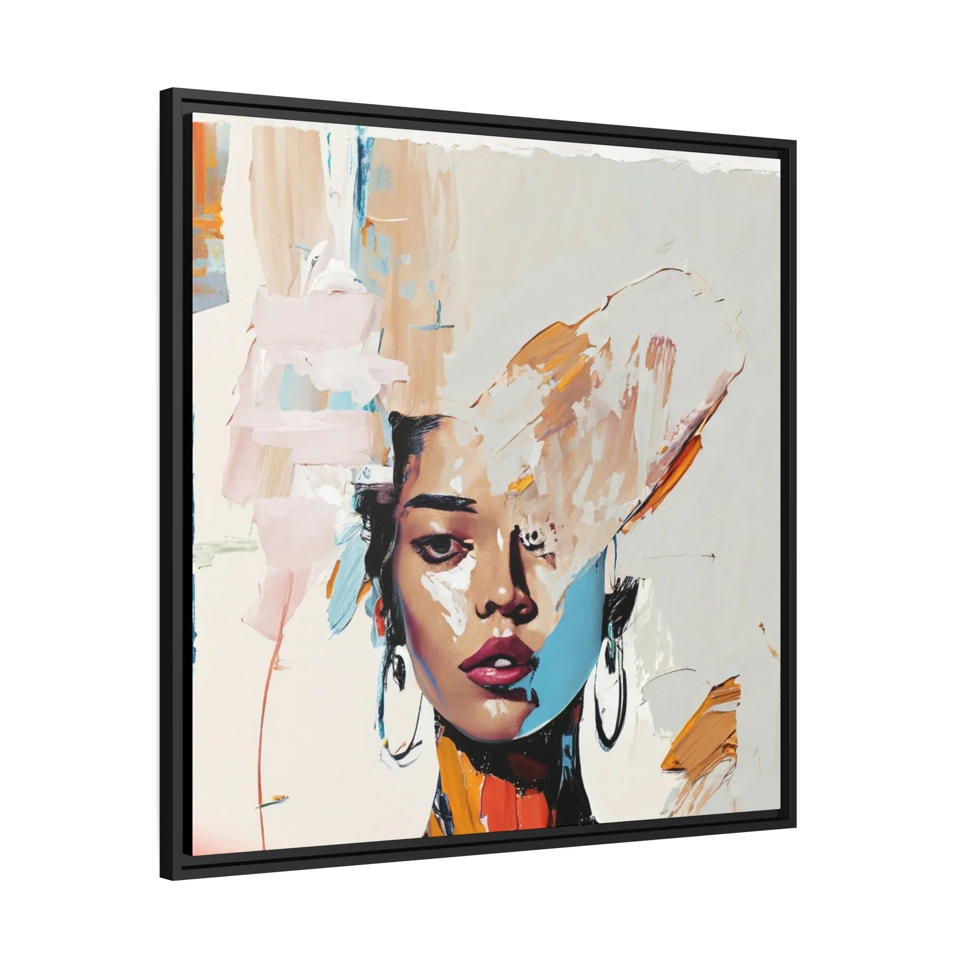 Woman Abstract Portrait Canvas Wall Art with Frame