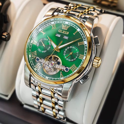 Automatic Mechanical Men Watches Stainless Steel Waterproof Date Week Green Fashion Classic Wrist Watches Reloj Hombre