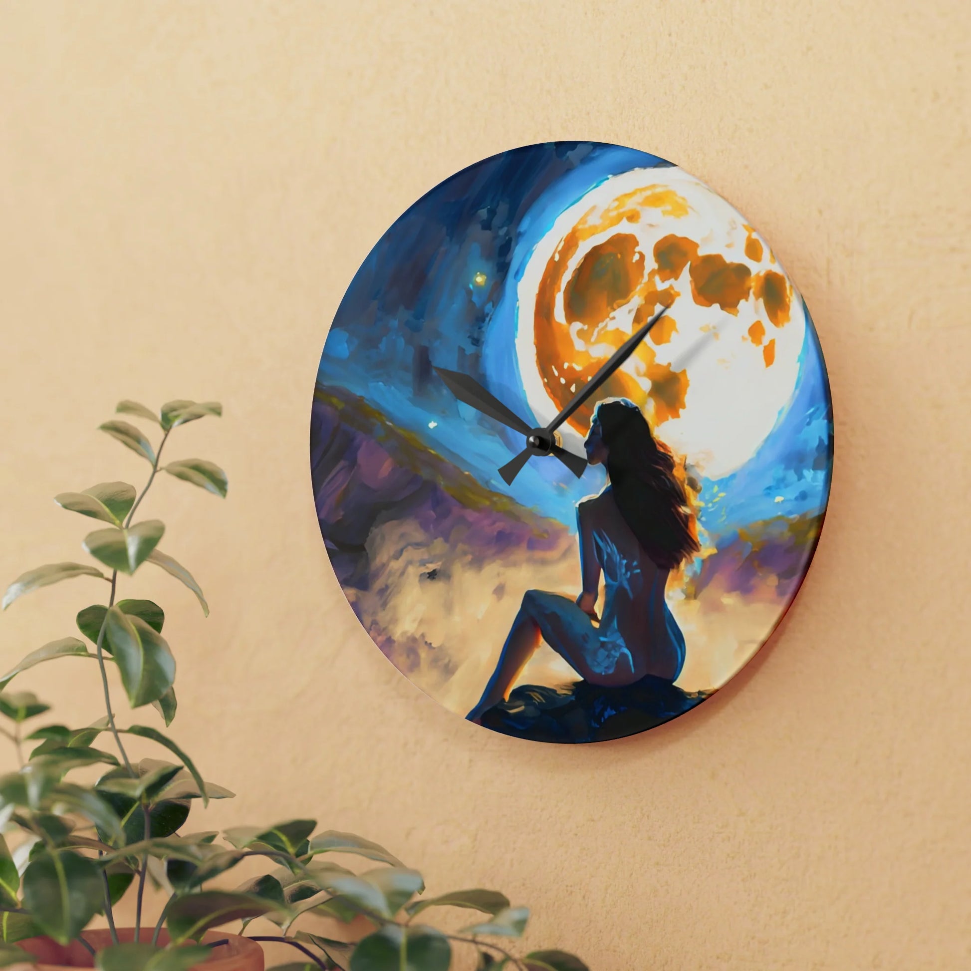 Bright Moon and the Lady Wall Clock Collectible by Queennoble