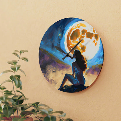 Bright Moon and the Lady Wall Clock Collectible by Queennoble