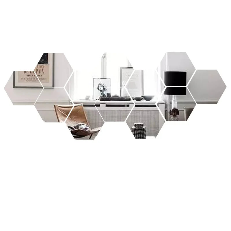 Hexagon 3D Mirror Wall Sticker