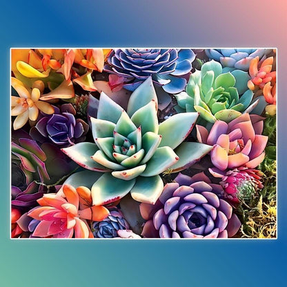 Succulents Pattern Diamond Painting Kit, DIY 5D Diamond Painting by Numbers Kit, Wall Art Decor