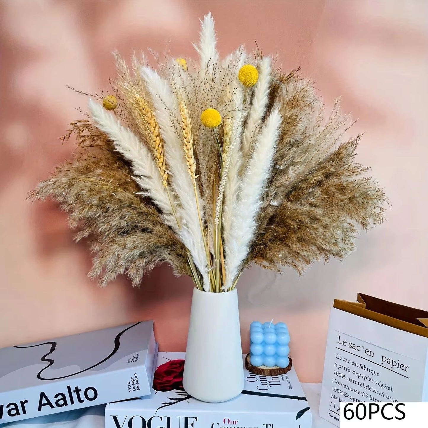 105Pcs Natural Dried Flowers Pampas Floral Bouquet Boho Country Home Decoration Rabbit Tail Grass Reed Wedding Decor Arrangement