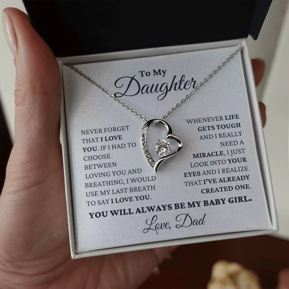 To My Daughter Gift from Dad New Love You Heart Pendant Necklace Fashion Jewelry Women Girl Birthday Necklaces 2024 Dropshipping