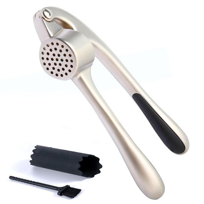 Kitesssensu 3 in 1 Premium Garlic Press Set, High Effective Garlic Mincer & Crusher, Dishwasher Safe & Rust Proof with Silicone Roller Peeler & Cleaning Brush, Kitchen Utensils