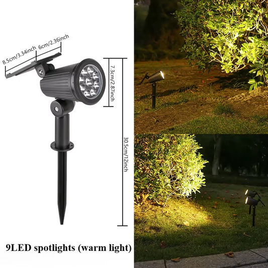 9 Led Solar Spot Lights Outdoor Rgb Solar Landscape Lights Ip65 Waterproof Brightness Adjustable for Garden Yard Palm Trees