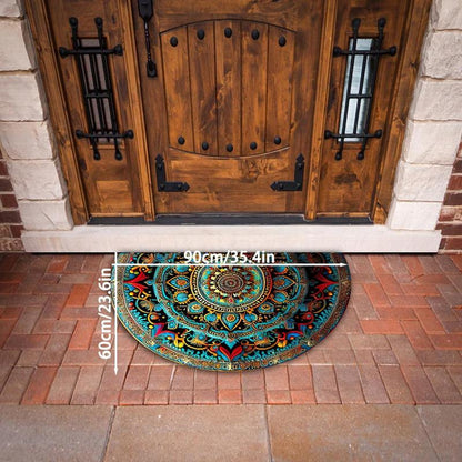 Boho Style Mandala Pattern Bathroom Mat, 1 Count Non-Slip Soft Absorbent Rug, Washable Floor Mat for Home Bathroom Living Room Decor, Bedroom Decor