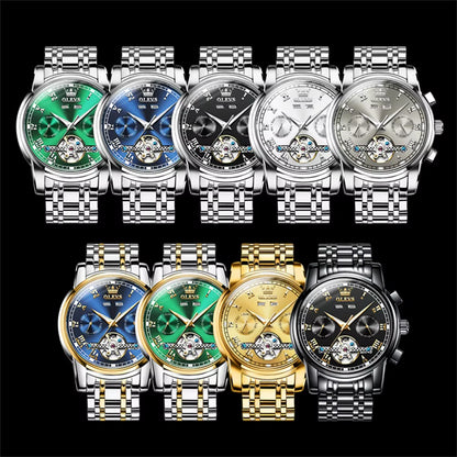 Automatic Mechanical Men Watches Stainless Steel Waterproof Date Week Green Fashion Classic Wrist Watches Reloj Hombre