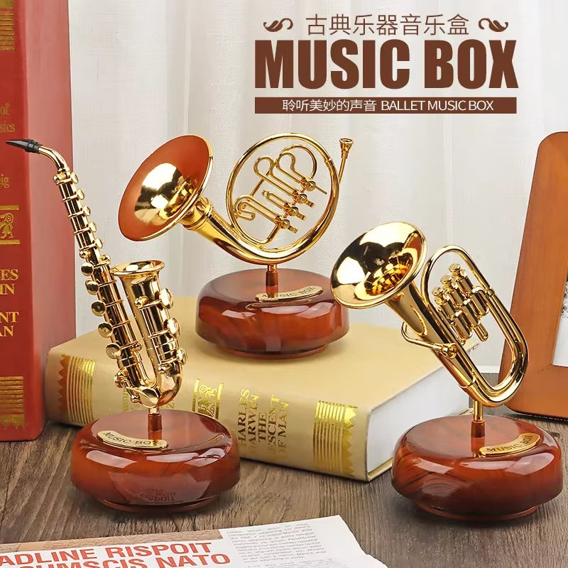 Rotating Music Box Guitar Violin Music Box Birthday Gift Girl Holiday Gift Living Room Creative Decoration Box for a Gift