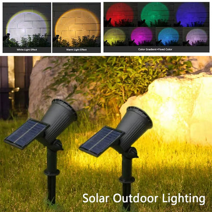 9 Led Solar Spot Lights Outdoor Rgb Solar Landscape Lights Ip65 Waterproof Brightness Adjustable for Garden Yard Palm Trees