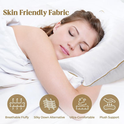 Bafode Hotel Quality Bed Pillows - Set of 2, Soft Down Alternative for Side, Back, and Stomach Sleepers, Machine Washable