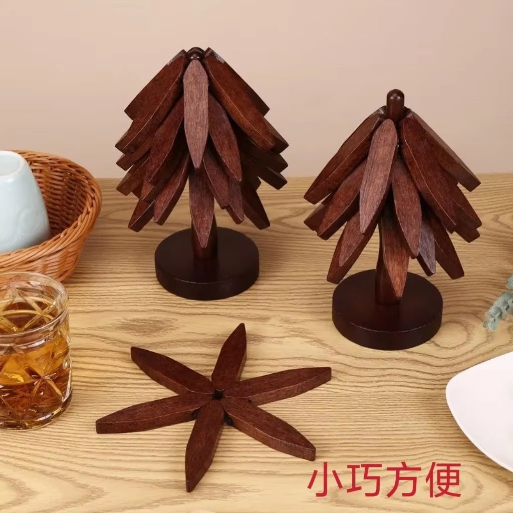 Tree Design Stand Wooden Trivets Decorative anti Scald Heat Resistant Table Mat Coaster Wood Placemats Pot