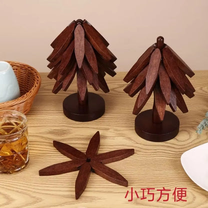 Tree Design Stand Wooden Trivets Decorative anti Scald Heat Resistant Table Mat Coaster Wood Placemats Pot