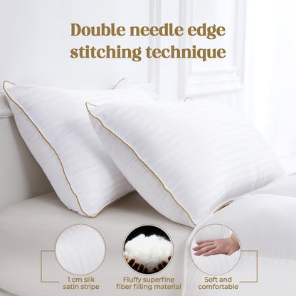 Bafode Hotel Quality Bed Pillows - Set of 2, Soft Down Alternative for Side, Back, and Stomach Sleepers, Machine Washable