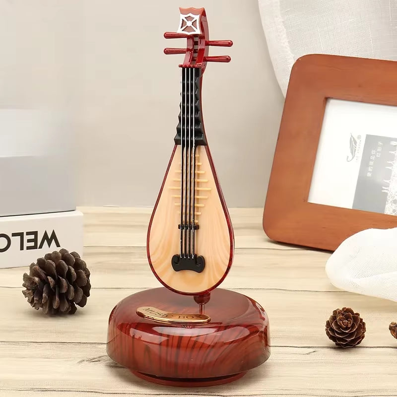 Rotating Music Box Guitar Violin Music Box Birthday Gift Girl Holiday Gift Living Room Creative Decoration Box for a Gift