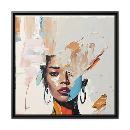 Woman Abstract Portrait Canvas Wall Art with Frame